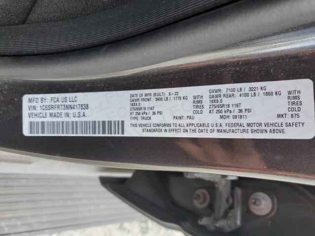 2022 RAM 1500 LARAM 1C6SRFRT3NN417838