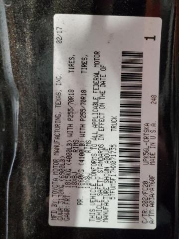 2017 TOYOTA TUNDRA DOU 5TFUM5F17HX071735