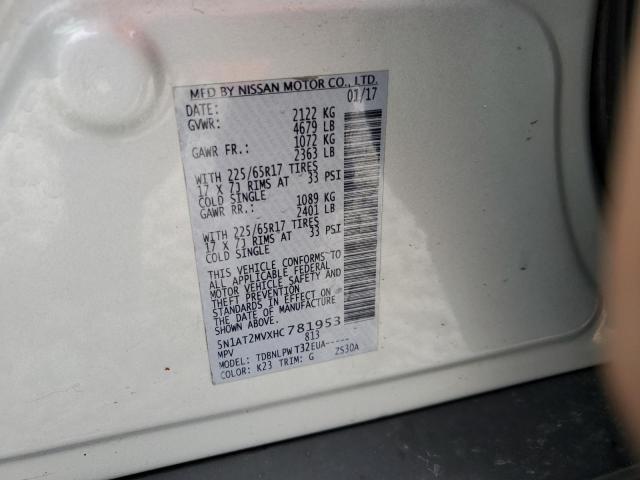2017 NISSAN ROGUE SV 5N1AT2MVXHC781953