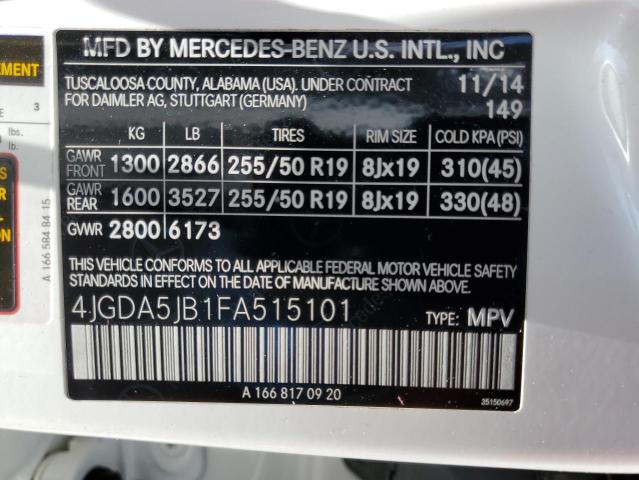 2015 MERCEDES-BENZ ML 350 - 4JGDA5JB1FA515101