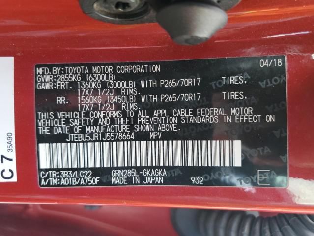 2018 TOYOTA 4RUNNER SR - JTEBU5JR1J5578664