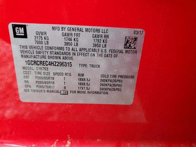 2017 CHEVROLET SILVERADO - 1GCRCREC4HZ296315
