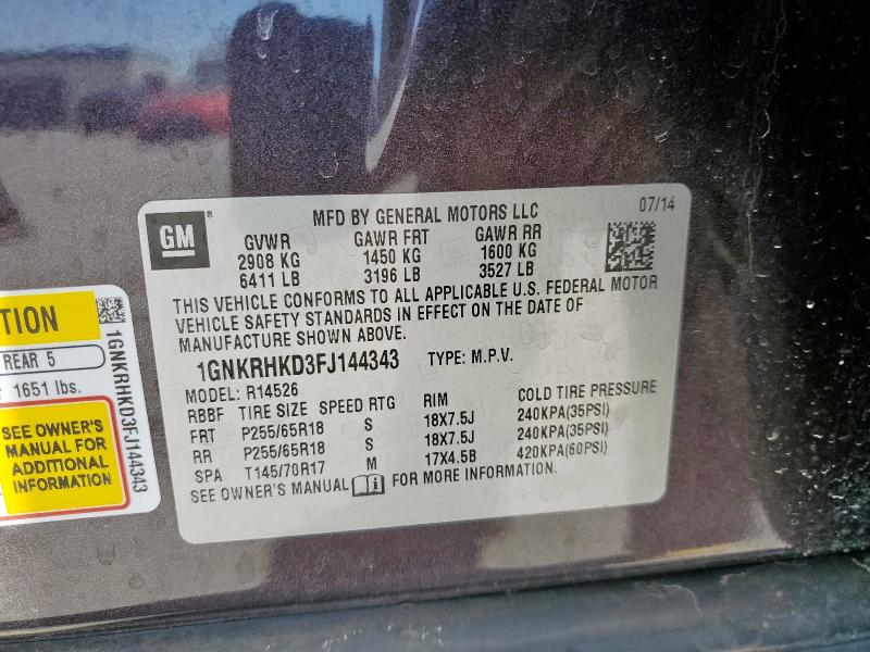 2015 CHEVROLET TRAVERSE L - 1GNKRHKD3FJ144343