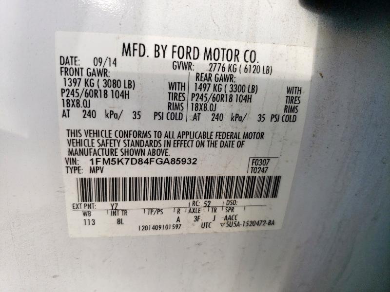 2015 FORD EXPLORER X - 1FM5K7D84FGA85932