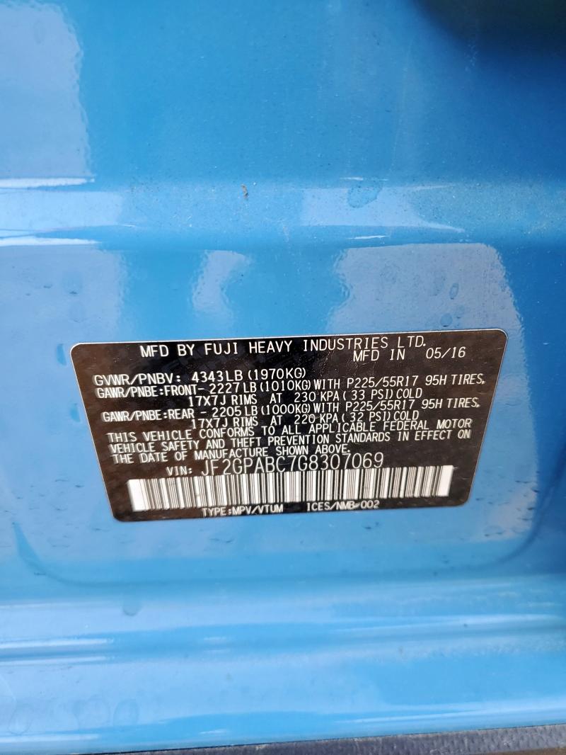 2016 SUBARU CROSSTREK - JF2GPABC7G8307069