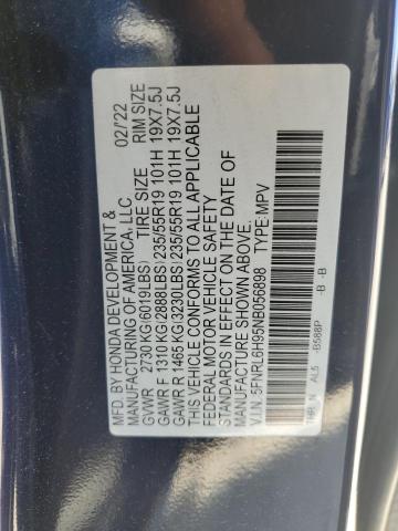 2022 HONDA ODYSSEY EL 5FNRL6H95NB056898