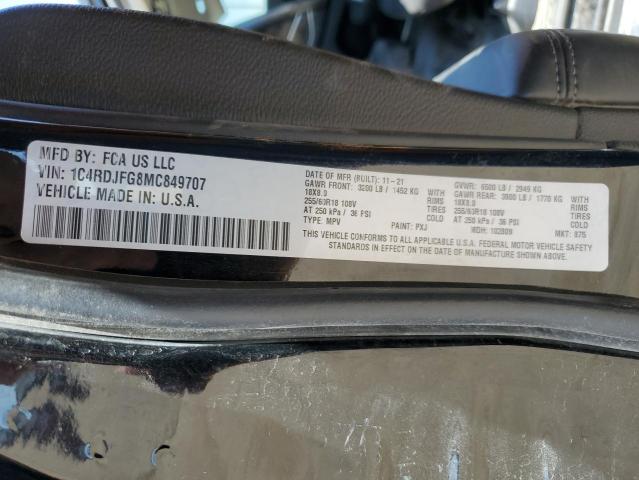 2021 DODGE DURANGO PU 1C4RDJFG8MC849707