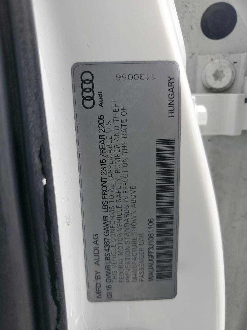 2018 AUDI A3 PREMIUM WAUAUGFF3J1061106