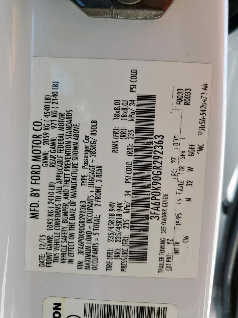 2016 FORD FUSION TIT - 3FA6P0K90GR292363