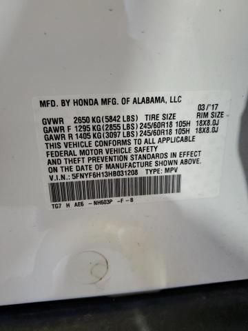 2017 HONDA PILOT LX 5FNYF6H13HB031208