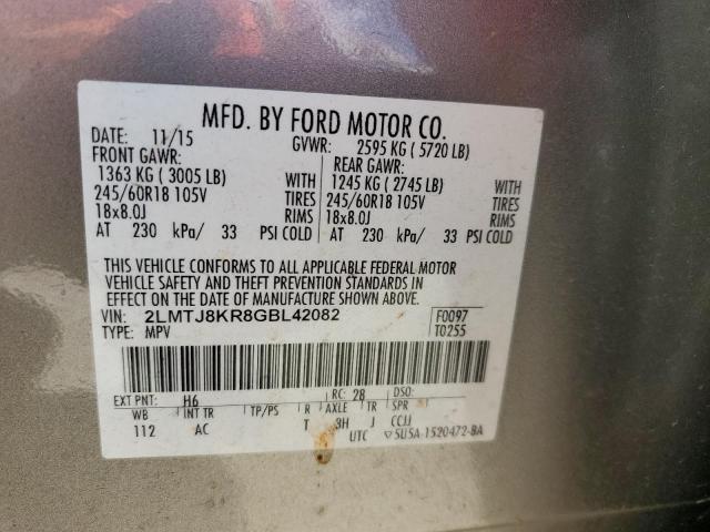 2016 LINCOLN MKX SELECT 2LMTJ8KR8GBL42082