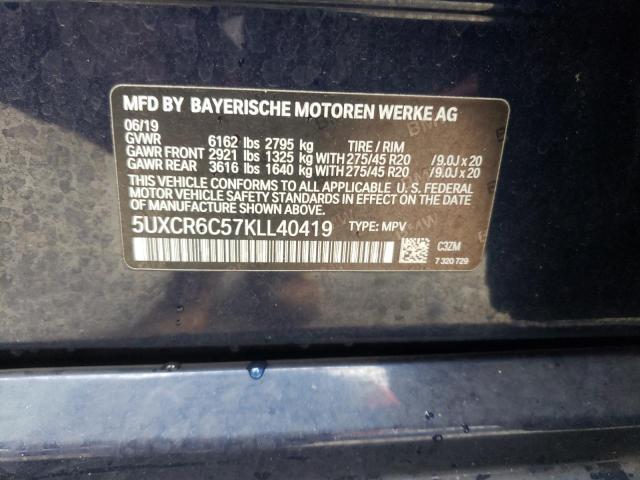 2019 BMW X5 XDRIVE4 - 5UXCR6C57KLL40419