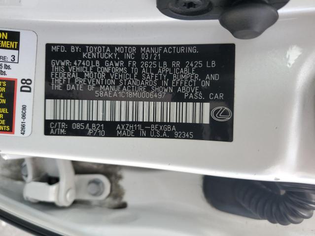 2021 LEXUS ES 300H LU 58AEA1C18MU006497