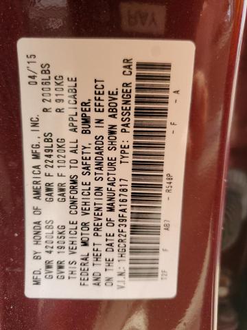 2015 HONDA ACCORD LX 1HGCR2F39FA167817