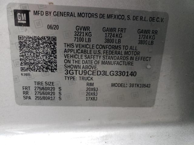 2020 GMC SIERRA K15 - 3GTU9CED3LG330140