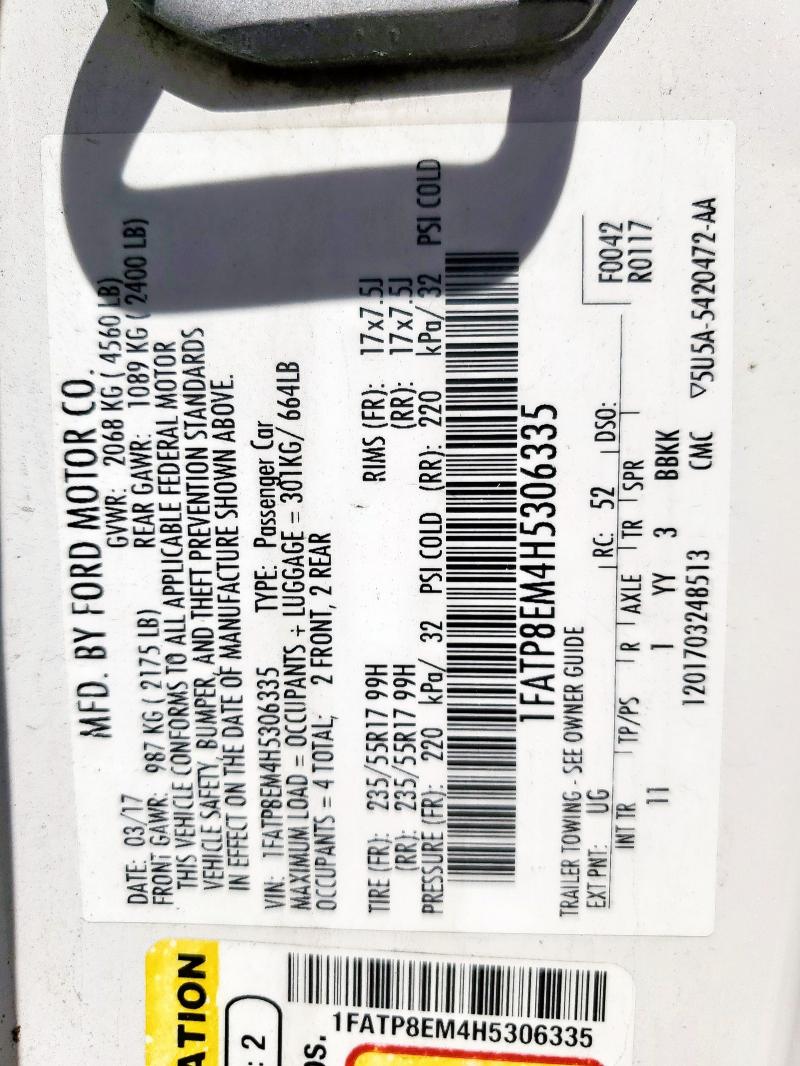 2017 FORD MUSTANG - 1FATP8EM4H5306335