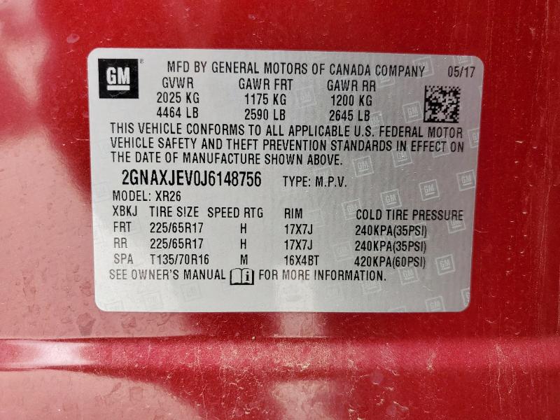 2018 CHEVROLET EQUINOX LT - 2GNAXJEV0J6148756