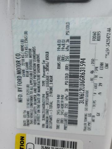 2016 LINCOLN MKZ HYBRID 3LN6L2LU6GR631594