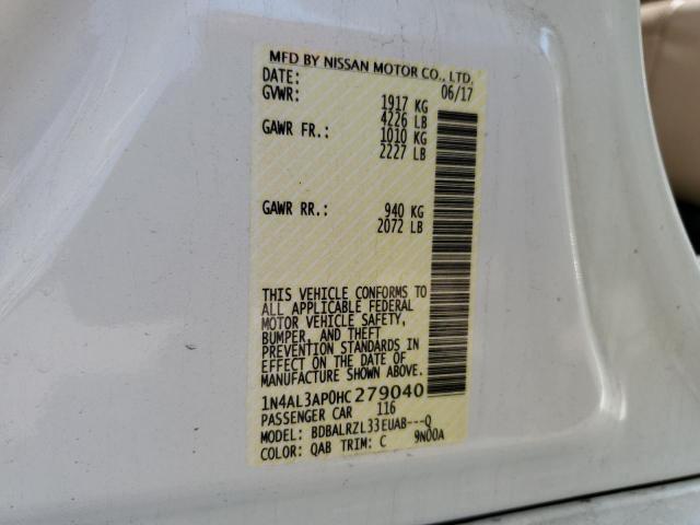 2017 NISSAN ALTIMA 2.5 - 1N4AL3AP0HC279040