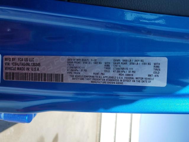 2022 JEEP GLADIATOR - 1C6HJTAG4NL135346