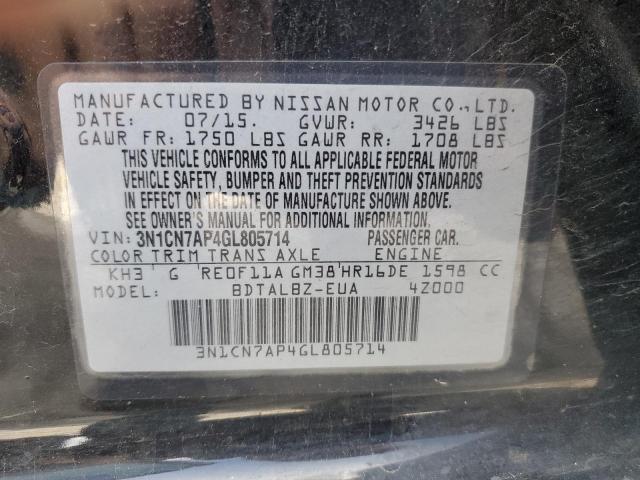 2016 NISSAN VERSA S - 3N1CN7AP4GL805714