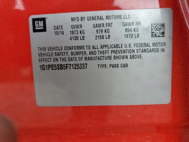 2015 CHEVROLET CRUZE LT 1G1PE5SB5F7125337