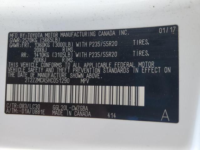 2017 LEXUS RX 350 BAS 2T2ZZMCA5HC051290
