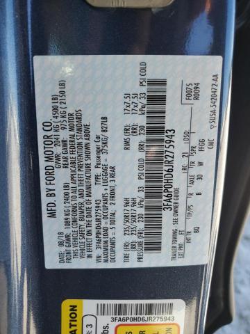 2018 FORD FUSION SE - 3FA6P0HD6JR275943