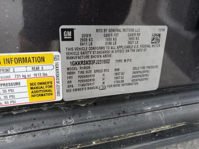 2015 GMC ACADIA SLT - 1GKKRSKD3FJ231802