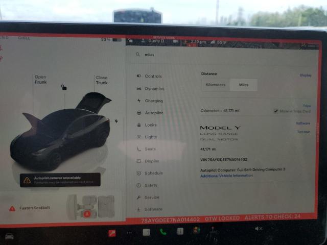 2022 TESLA MODEL Y - 7SAYGDEE7NA014402