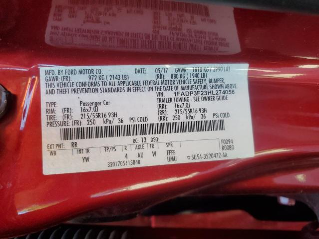 2017 FORD FOCUS SE - 1FADP3F23HL274056