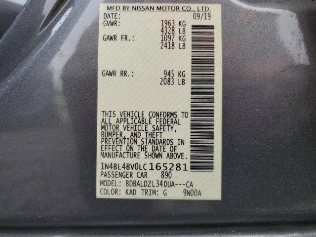 2020 NISSAN ALTIMA S 1N4BL4BV0LC165281