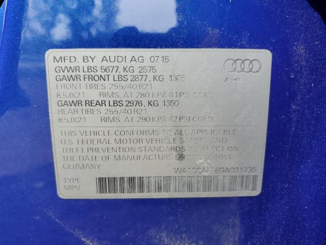 2016 AUDI SQ5 PREMIU WA1CCAFP6GA031735