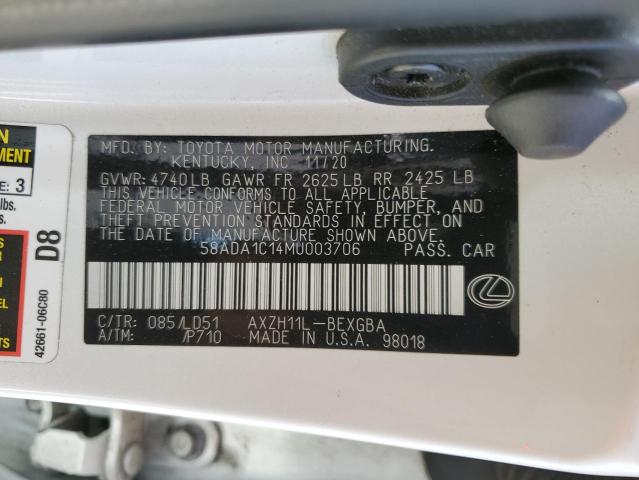 2021 LEXUS ES 300H 58ADA1C14MU003706
