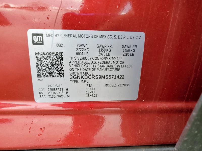 2021 CHEVROLET BLAZER 2LT 3GNKBCRS9MS571422