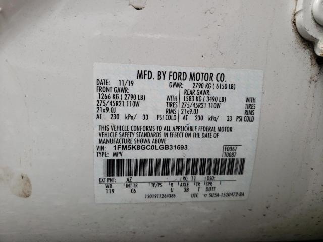 2020 FORD EXPLORER S 1FM5K8GC0LGB31693