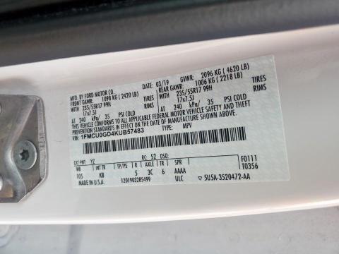2019 FORD ESCAPE SE - 1FMCU0GD4KUB57483