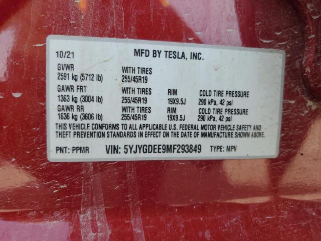 2021 TESLA MODEL Y - 5YJYGDEE9MF293849