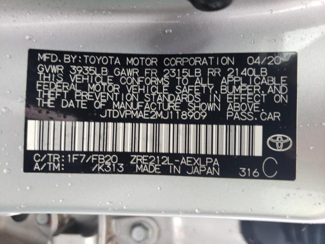 2021 TOYOTA COROLLA LE - JTDVPMAE2MJ118909