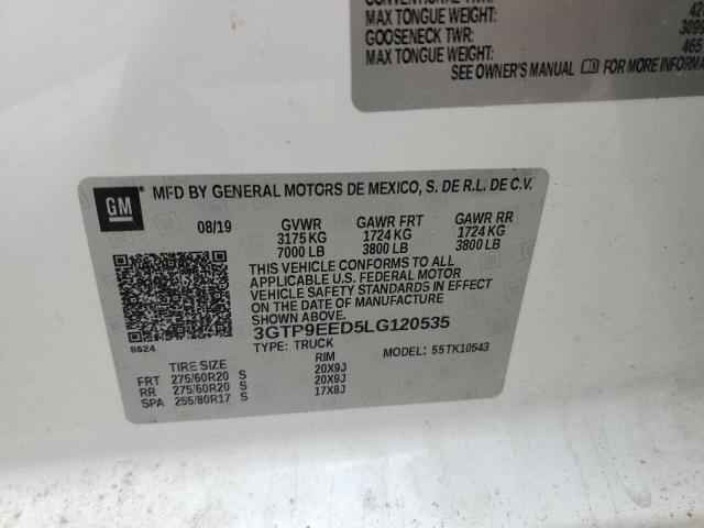 2020 GMC SIERRA K15 3GTP9EED5LG120535