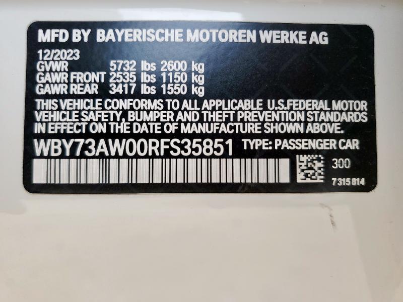2024 BMW I4 EDRIVE WBY73AW00RFS35851