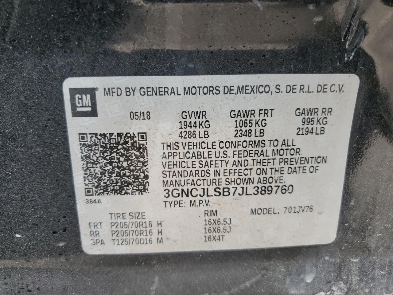 Chevrolet Trax 1lt 2018