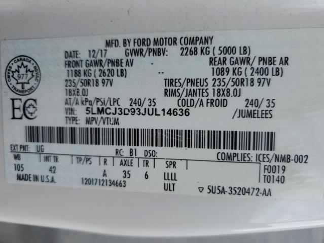 2018 LINCOLN MKC RESERV 5LMCJ3D93JUL14636