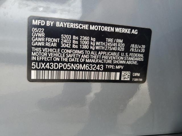 2022 BMW X3 SDRIVE3 - 5UX43DP05N9M63243