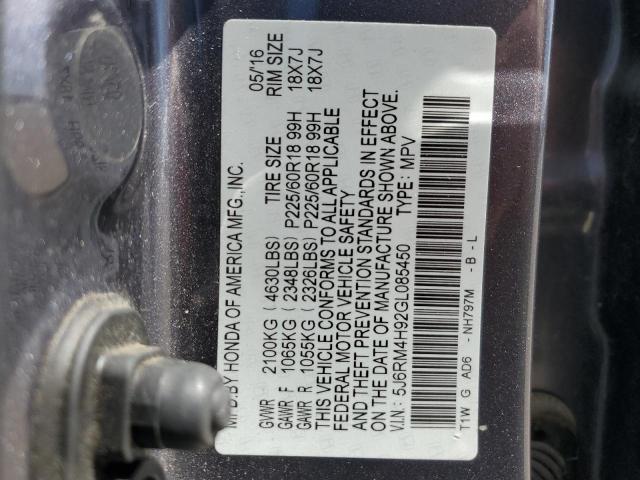 2016 HONDA CR-V TOURI - 5J6RM4H92GL085450