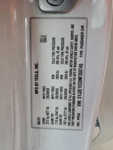 2022 TESLA MODEL 3 5YJ3E1EC0NF350745