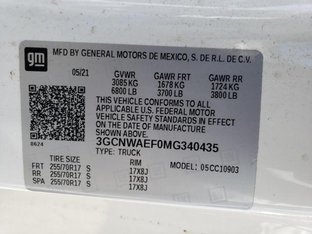 2021 CHEVROLET SILVERADO - 3GCNWAEF0MG340435