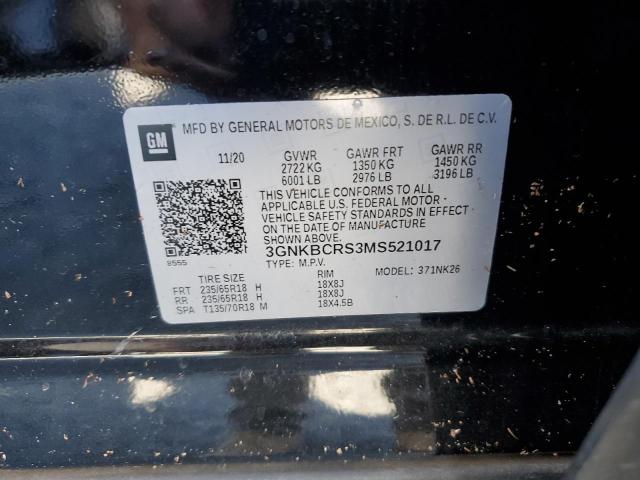 2021 CHEVROLET BLAZER 2LT 3GNKBCRS3MS521017