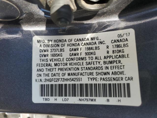 2017 HONDA CIVIC EX - 2HGFC2F72HH542551