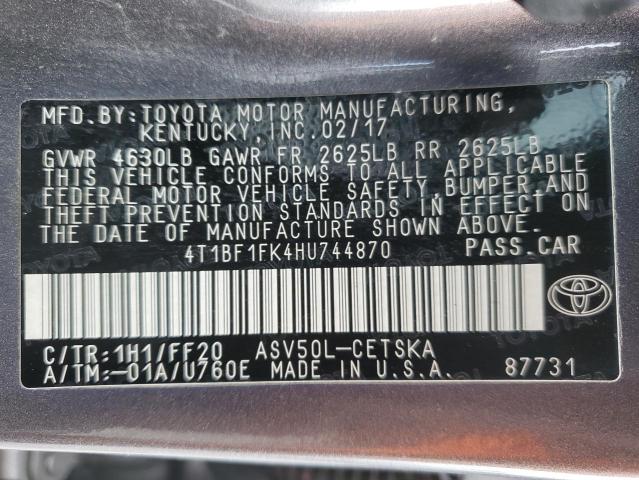 2017 TOYOTA CAMRY LE - 4T1BF1FK4HU744870